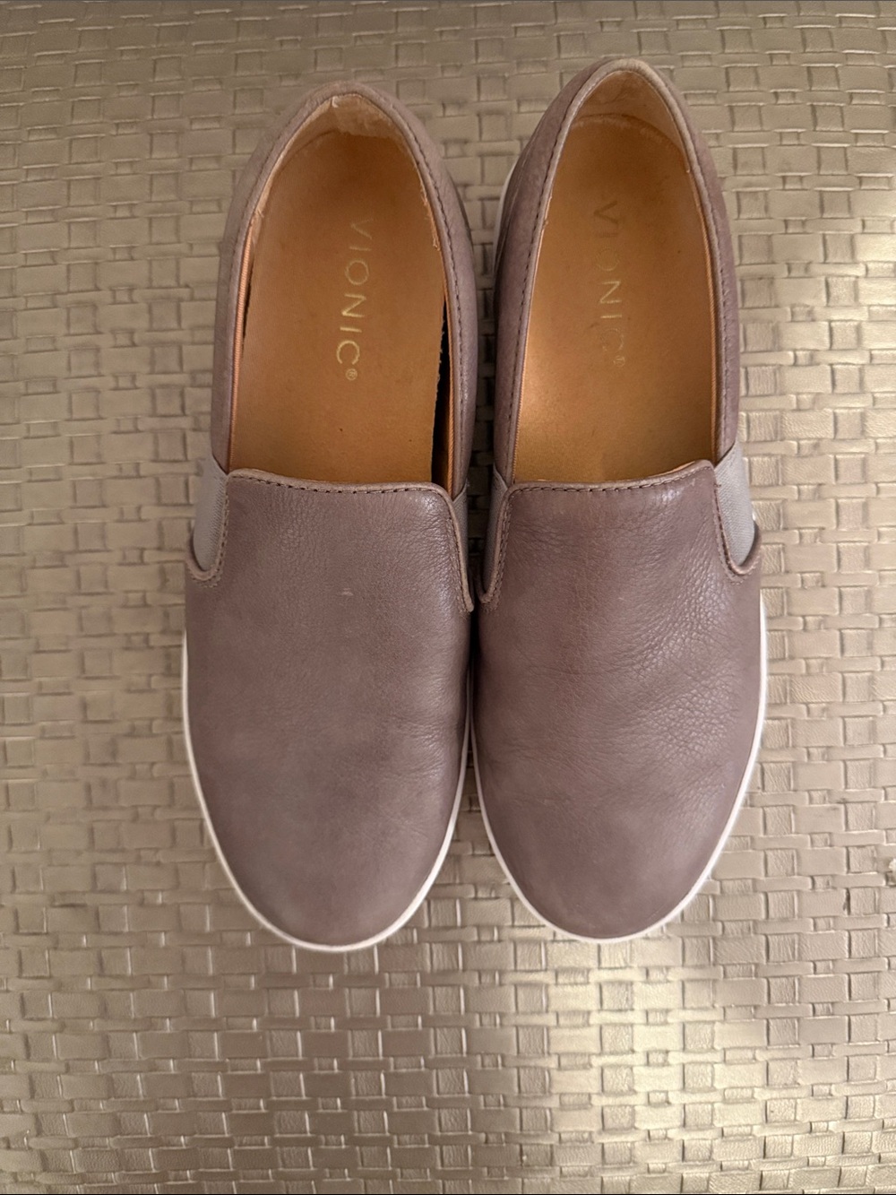 Vionic Women's Slip-On Sneakers in Taupe with White Sole - Picture 4 of 5